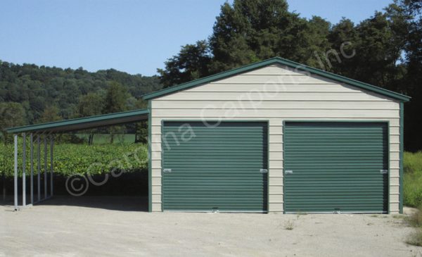 two stall garage with lean to